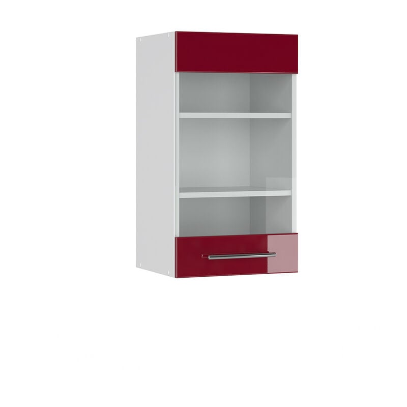 Meuble de cuisine haut vitré Fame-Line, Rouge bordeaux Haute brillance, 40 cm Vicco