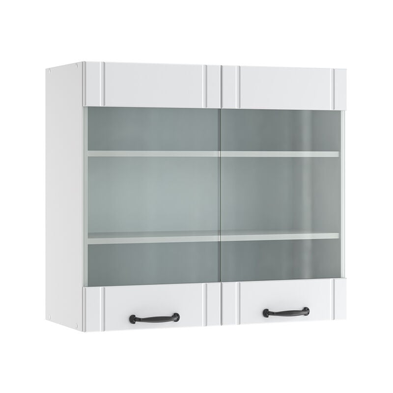 Meuble de cuisine haut vitré Fame-Line, Blanc campagne, 80 cm Vicco