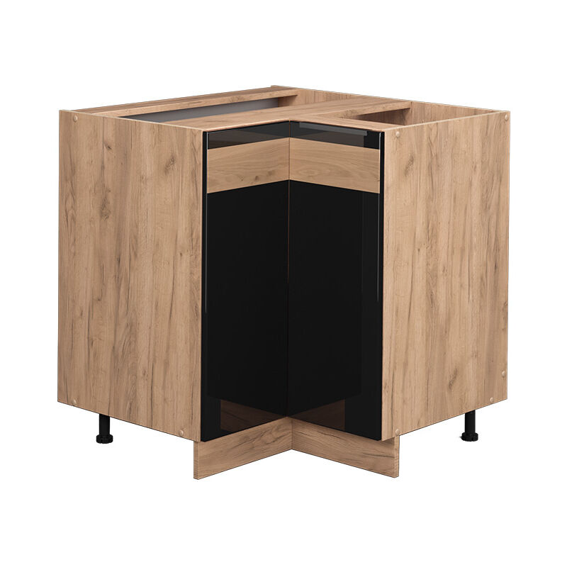 Meuble d'angle Fame-Line, Chêne noir brillant, 80.5 cm sans plan de travail Vicco