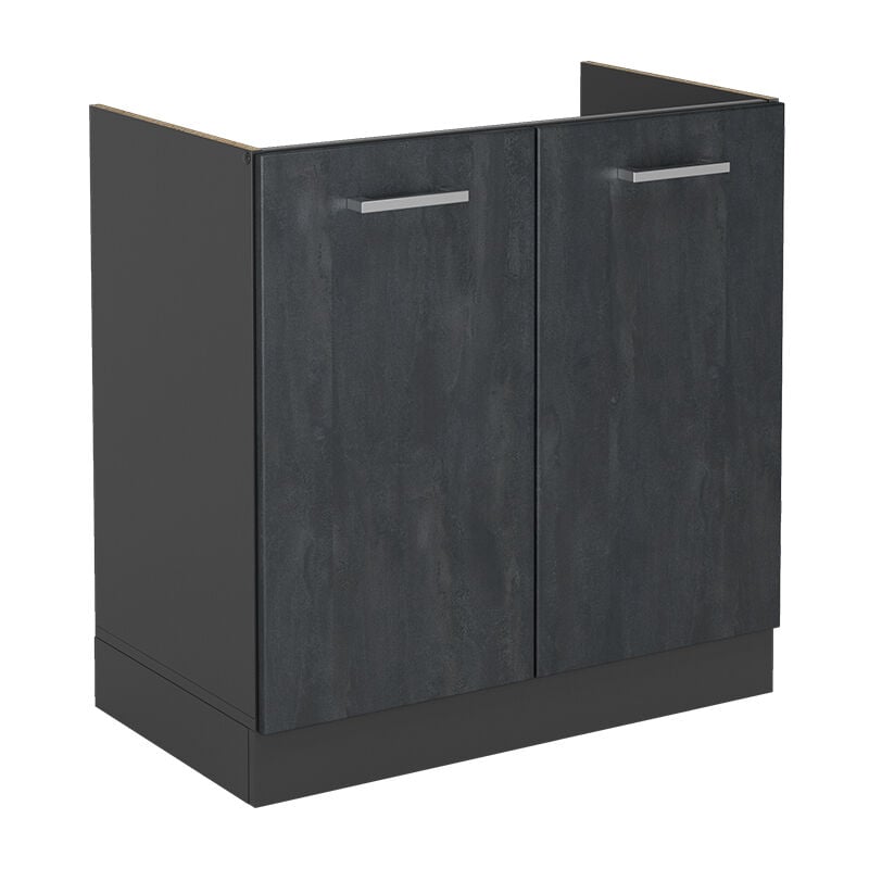 Meuble bas sous-évier R-Line, Béton noir, 80 cm sans plan de travail Vicco