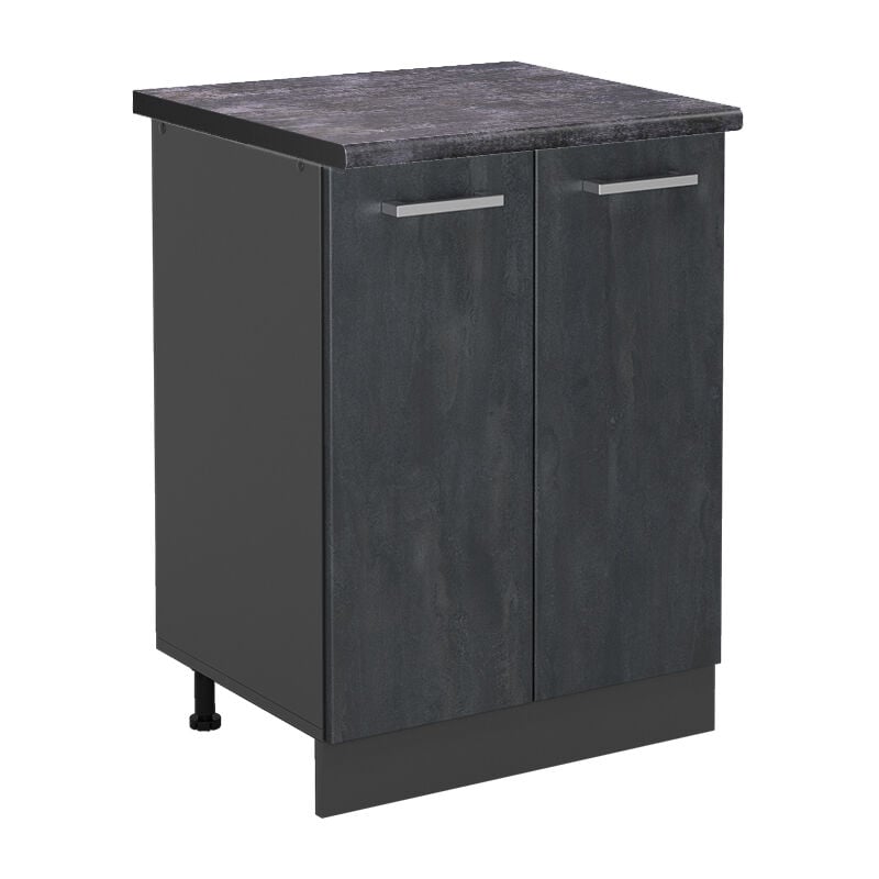 Meuble bas de cuisine R-Line, Béton noir, 60 cm pt Anthracite Vicco