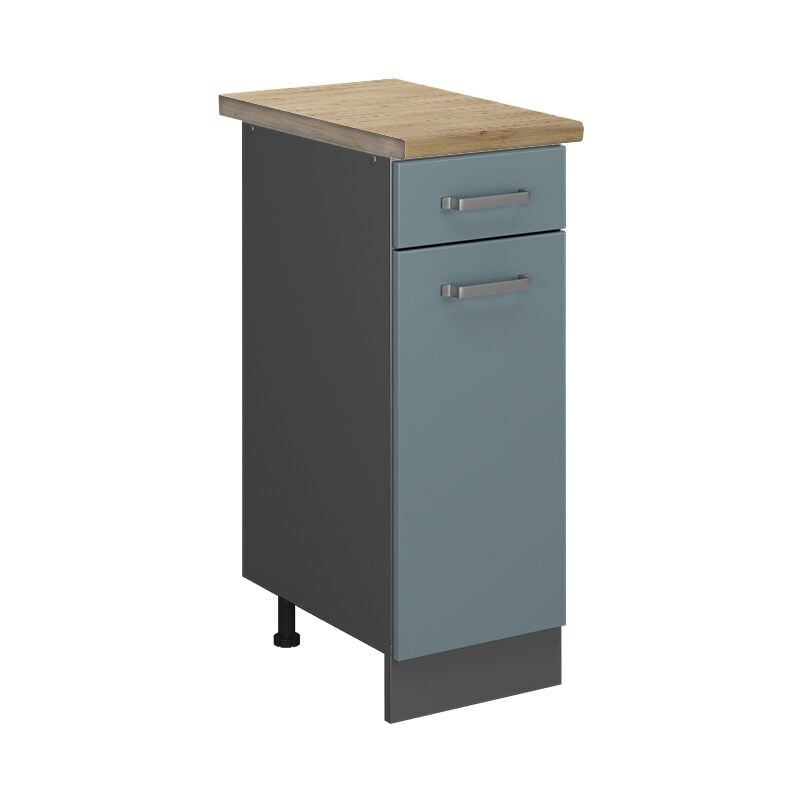 Vicco - Meuble cuisine R-Line, Bleu-gris, 30 cm, pt Chêne