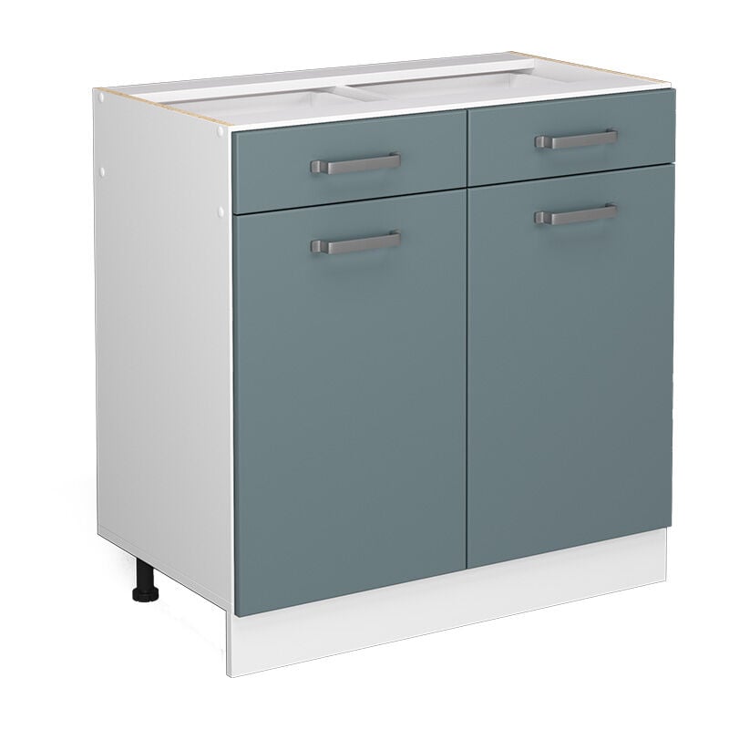 Armoire de cuisine avec tiroir R-Line, Bleu-gris, 80cm, sans plan de travail, Vicco