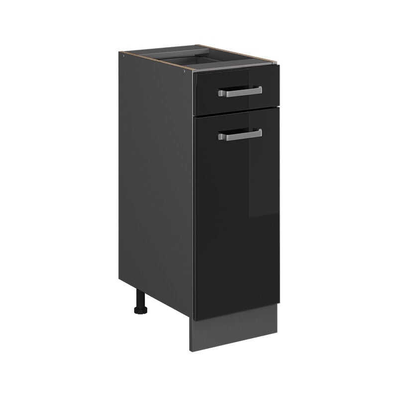 Meuble cuisine R-Line, Noir Haute brillance, 30 cm sans plan de travail Vicco