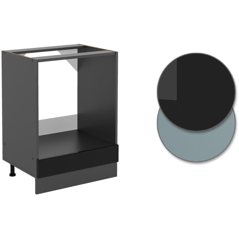 Meuble pour four R-Line, Noir Haute brillance, 60 cm, pt Chêne Vicco