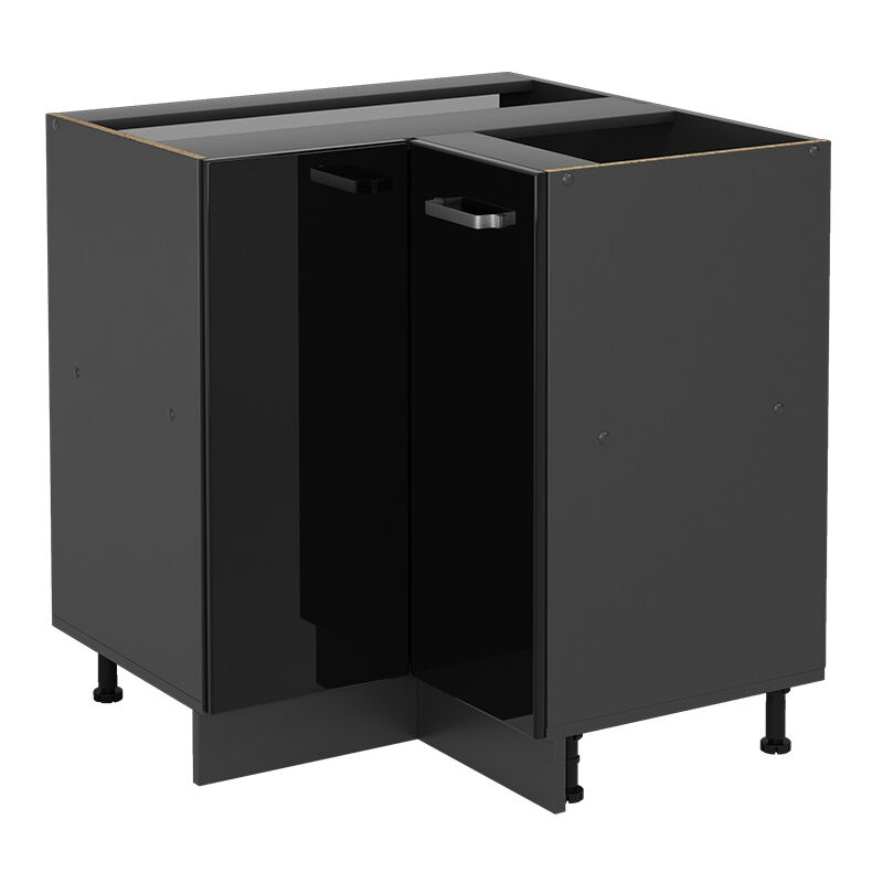 Meuble d'angle R-Line, Noir Haute brillance, 75.6 cm sans plan de travail Vicco