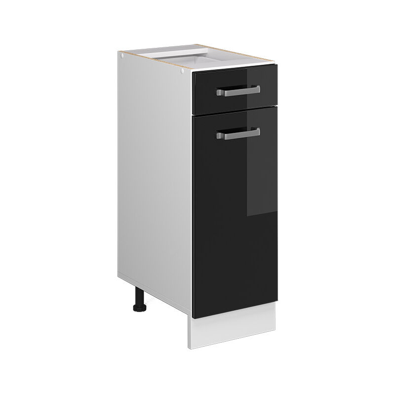 Meuble cuisine R-Line, Noir Haute brillance, 30 cm sans plan de travail Vicco