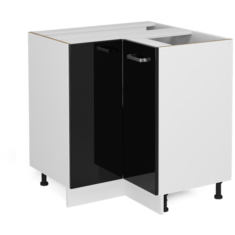 Meuble d'angle R-Line, Noir Haute brillance, 75.6 cm sans plan de travail Vicco