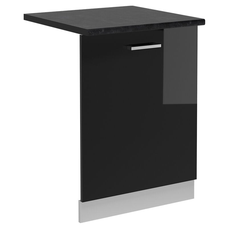 Façade de lave-vaisselle R-Line, Noir Haute brillance, 60cm, pt Anthracite Vicco