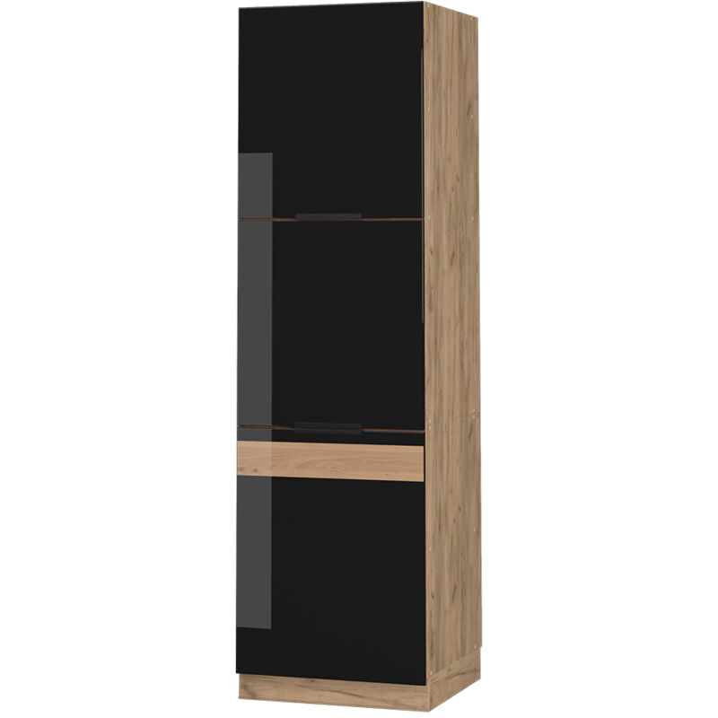 Vicco - Meuble pour four Fame-Line, Chêne noir brillant, 60 cm