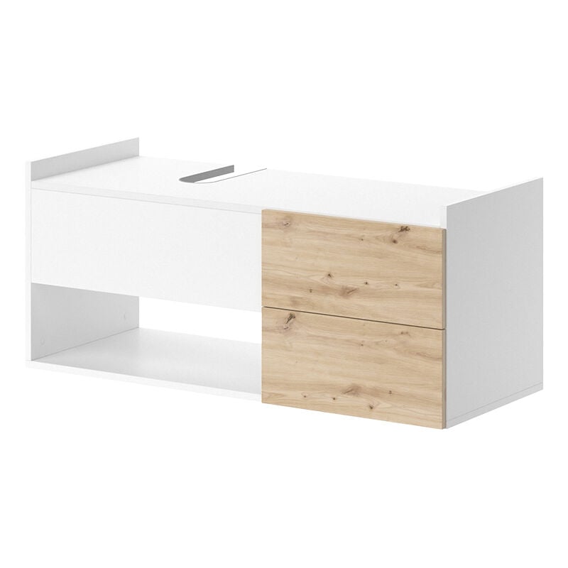 Meuble sous vasque simple Alf, Blanc, 105 x 45 cm avec 2 tiroirs Vicco