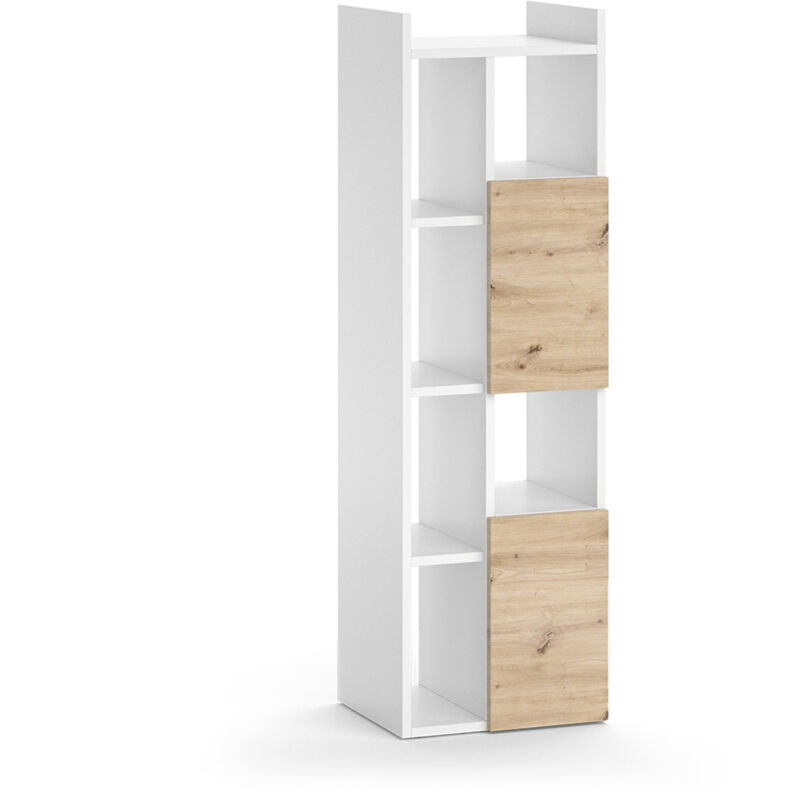 Vicco - Armoire de salle de bain Alf, Blanc, 36 x 117 cm avec 2 tiroirs
