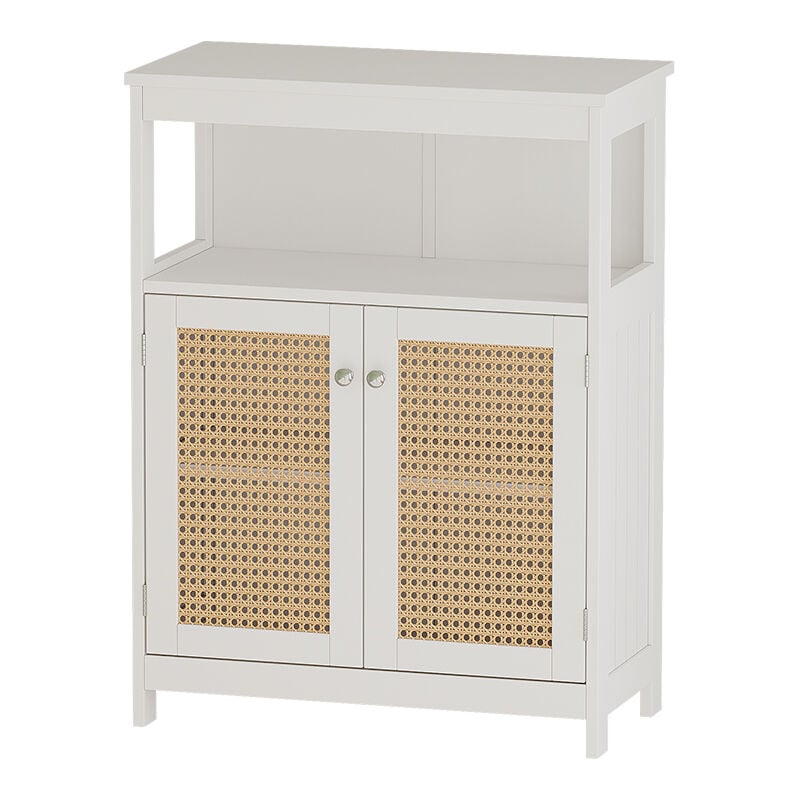 Vicco - Meuble de rangement de salle de bain Rosario, Blanc, 60 x 80 cm avec portes et compartiment ouvert