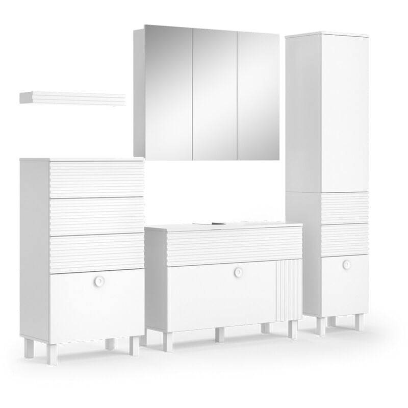 Vicco - Ensemble de meubles de salle de bain Sola, Blanc, 4 parties