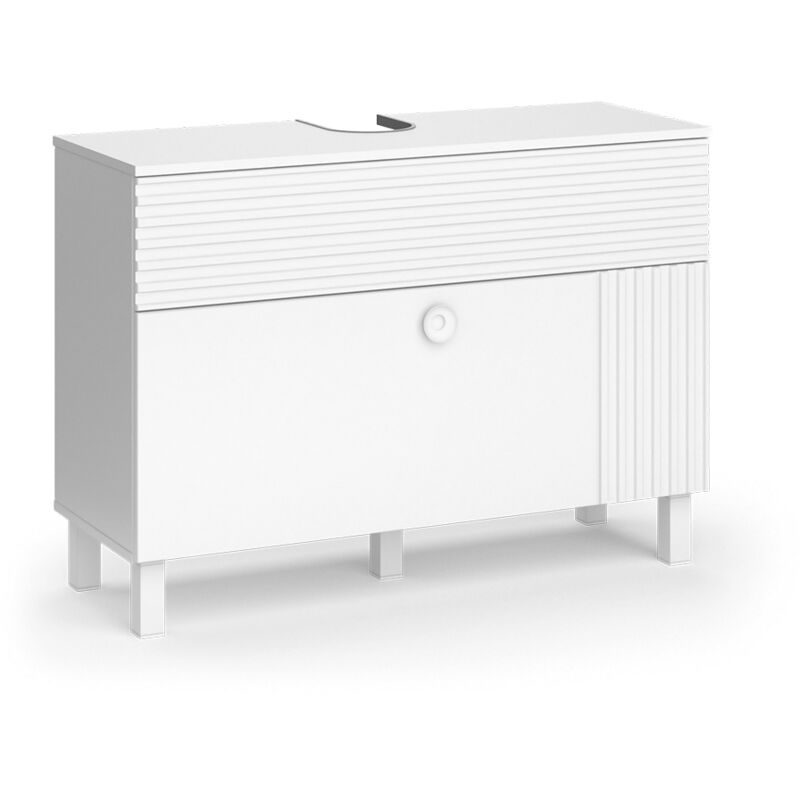 Vicco - Meuble sous vasque simple Sola, Blanc, 100.2 x 72.4 cm avec 2 tiroirs