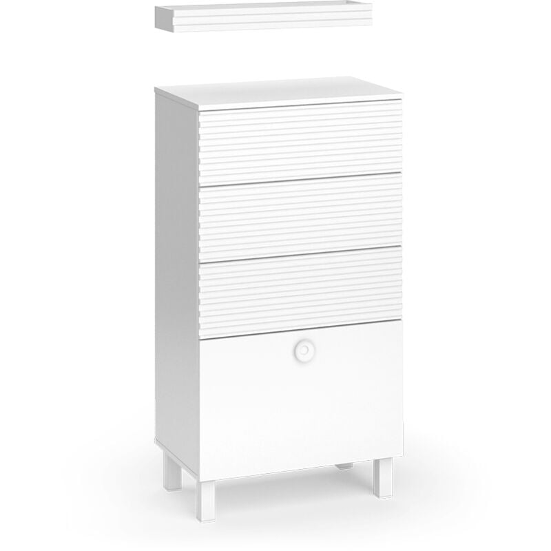 Vicco - Meuble de rangement de salle de bain Sola, Blanc, 60.2 x 113 cm avec 4 tiroirs