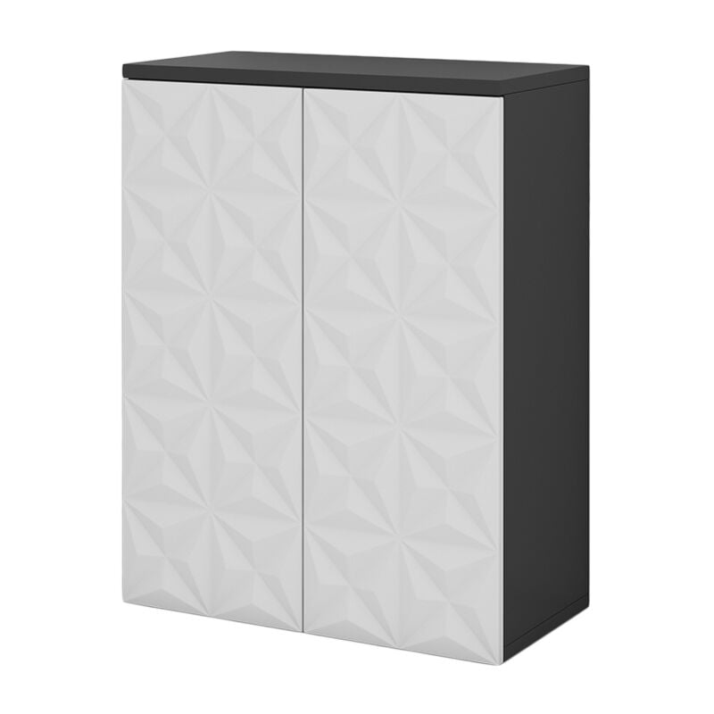 Vicco - Meuble de rangement de salle de bain Edge, Noir, 60 x 79.5 cm avec 2 portes et 3 compartiments