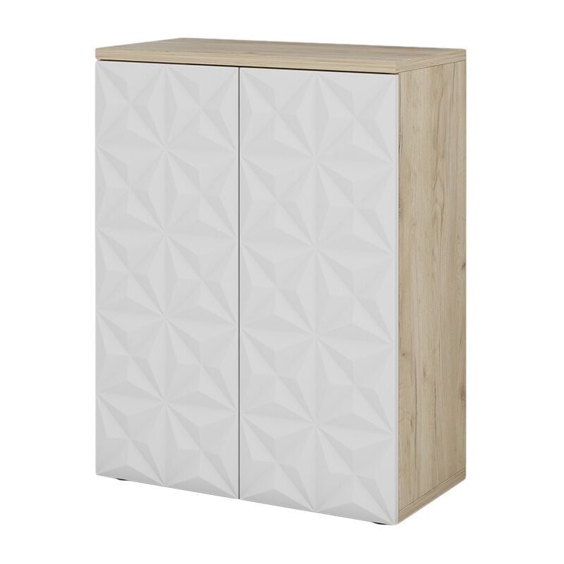 Vicco - Meuble de rangement de salle de bain Edge, Blanc, 60 x 79.5 cm avec 2 portes et 3 compartiments