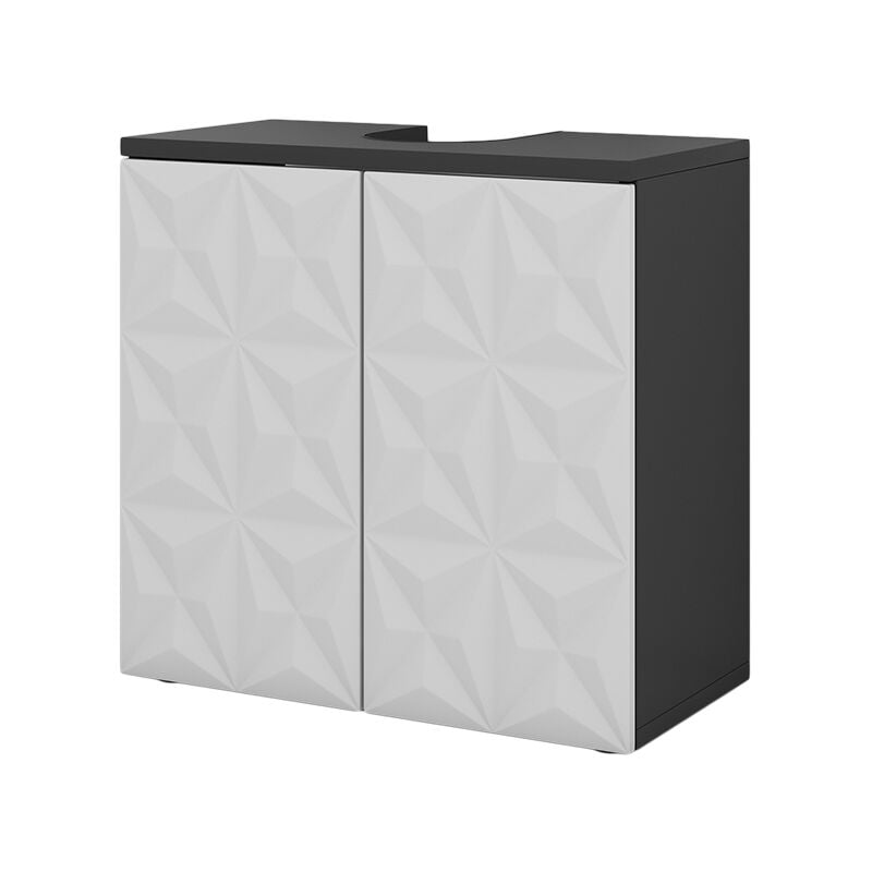 Vicco - Meuble sous vasque simple Edge, Noir, 60 x 57 cm avec 2 portes