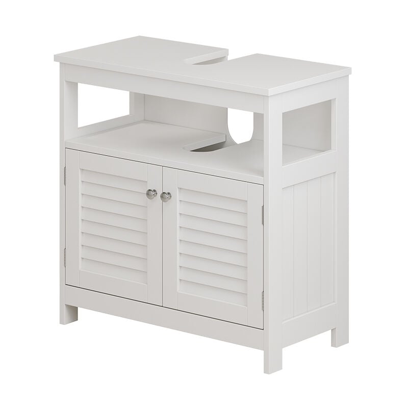 Vicco - Meuble sous vasque simple Riad, Blanc, 60 x 60 cm avec 2 portes et compartiment ouvert