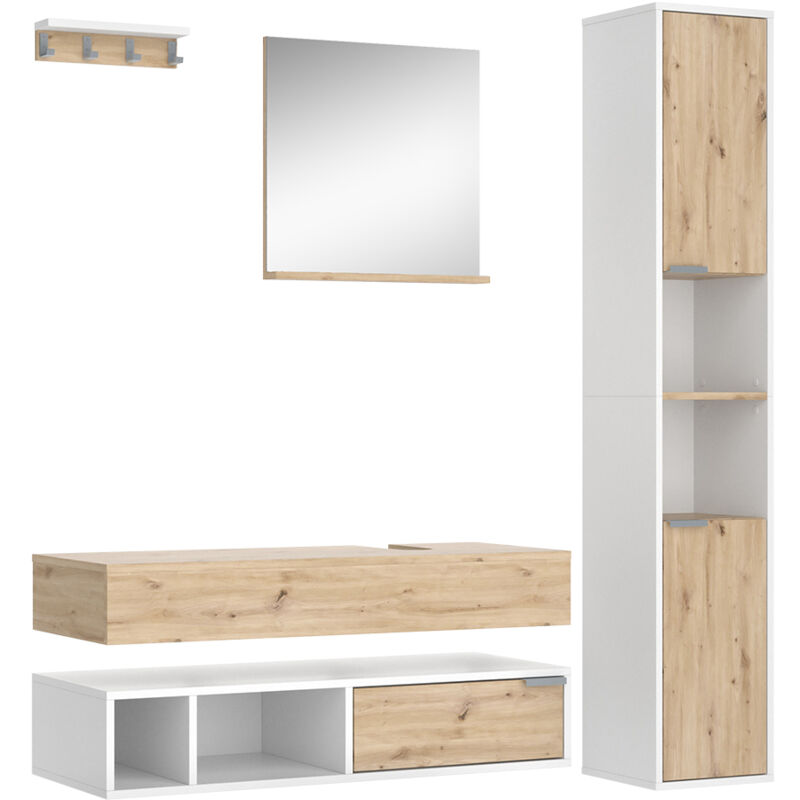 Vicco - Ensemble de meubles de salle de bain Henri, Blanc, 5 pièces