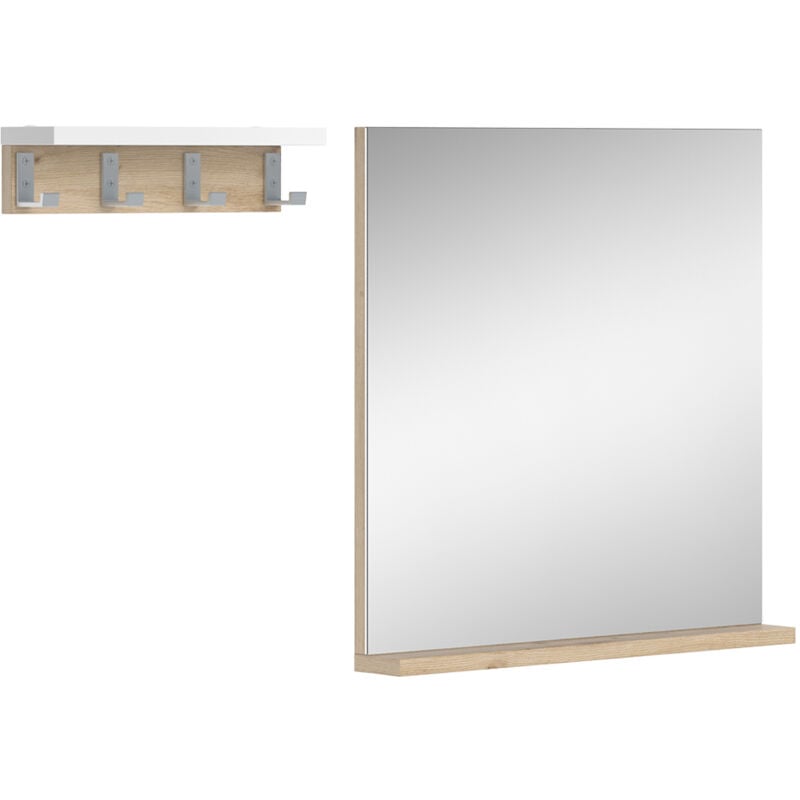 Vicco - Miroir mural Henri, Blanc, 50 x 51.6 cm avec étagère