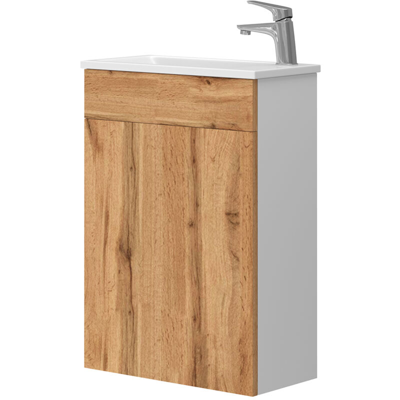 Vicco - Ensemble de meubles de salle de bain Amadeo, Chêne de force doré, 2 parties, avec lavabo
