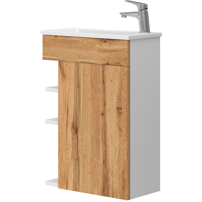 Vicco - Ensemble de meubles de salle de bain Amadeo, Chêne de force doré, 2 parties, avec lavabo
