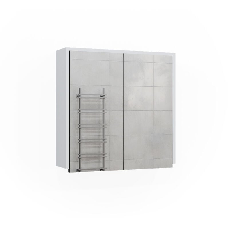 Vicco - Armoire de toilette Maltin, blanc/anthracite, 60x58cm avec deux portes à miroir