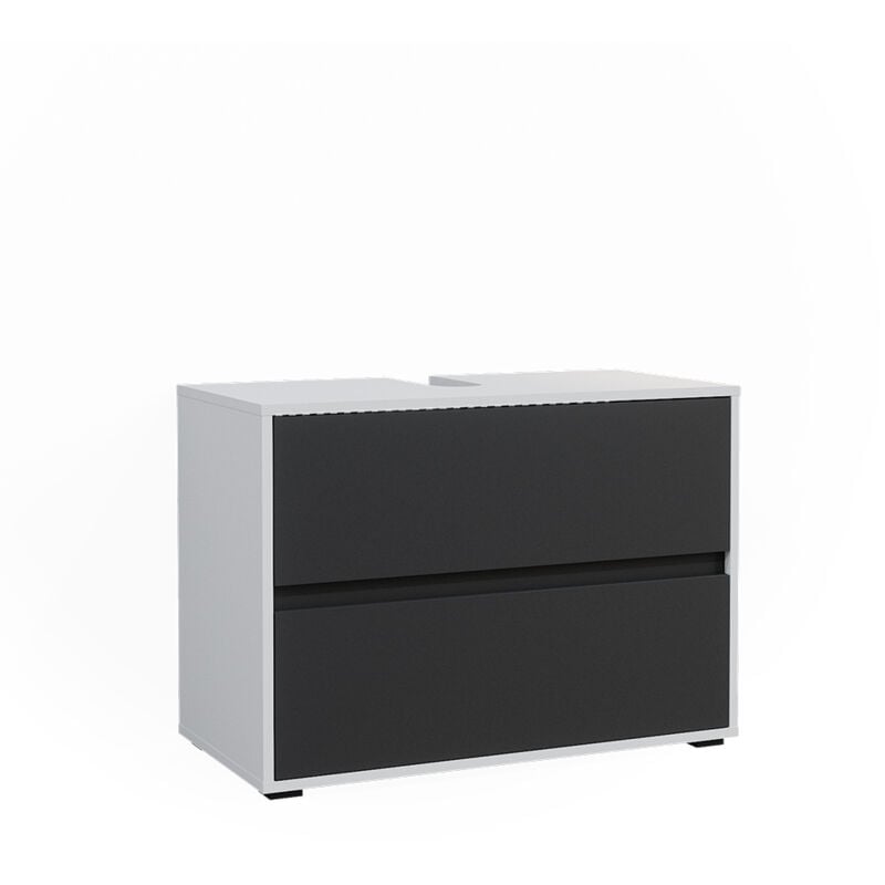 Vicco - Meuble sous vasque simple Maltin, blanc/anthracite, 80.2 x 58.2 cm avec deux grands tiroirs