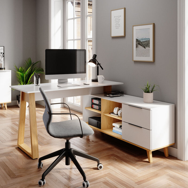 Vicco - Schreibtisch Nautica, Weiß, 138 X 60 Cm Mit Schubladen Xxl