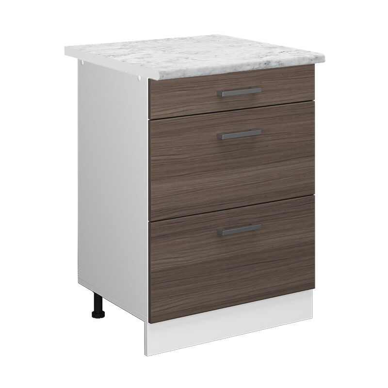 Vicco - Küchenunterschrank R-line, Grau, 60 Cm Mit Schubladen, Ap Marmor