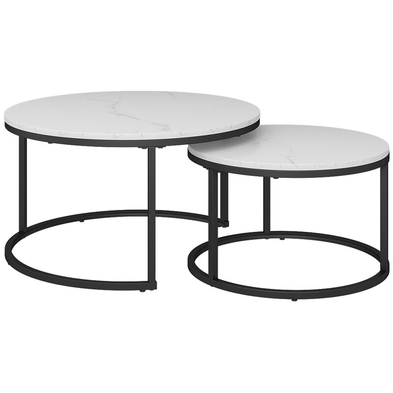 Vicco - Set de tables basses Montreal, Blanc, 77 x 40 cm 2 pièces