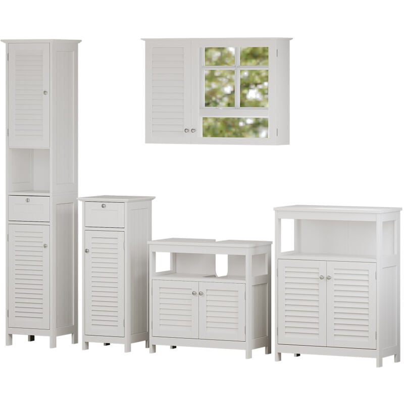 Set di mobili da bagno Riad, Bianco, 5 parti Vicco