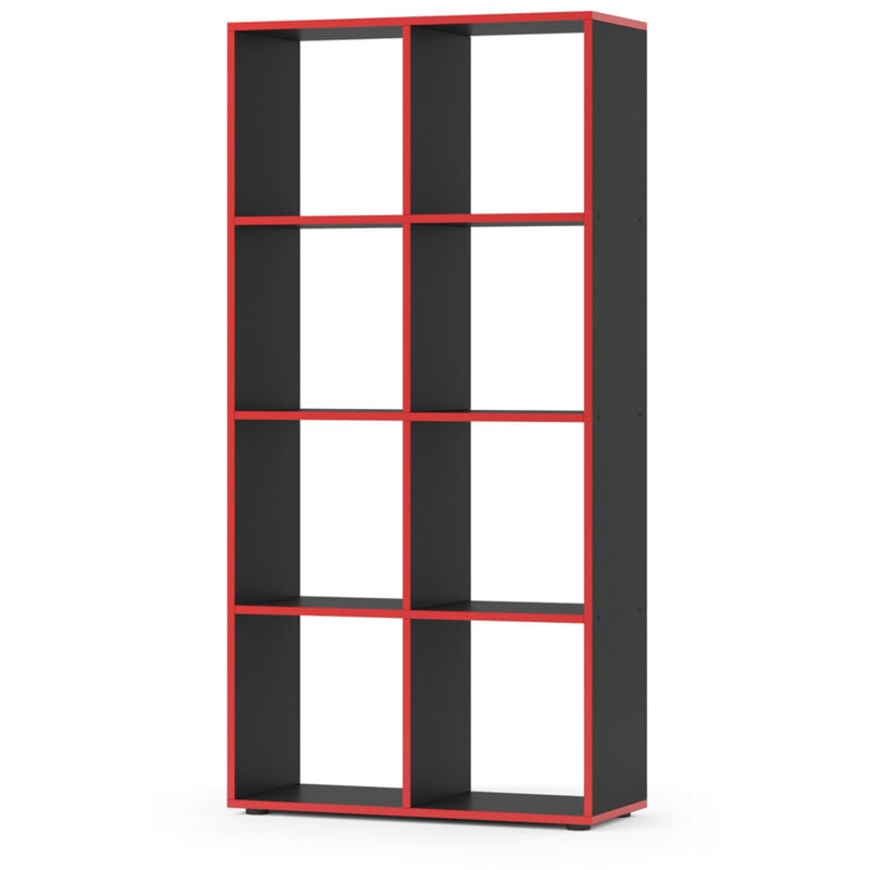 Vicco - Meuble de rangement cube Scutum, noir/rouge, 143 x 72 cm