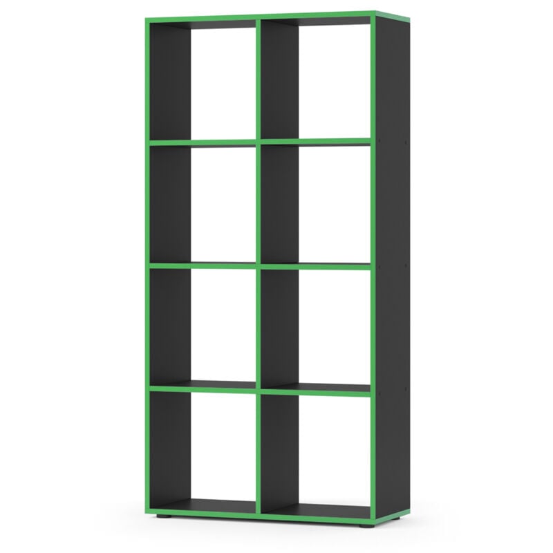 Vicco - Meuble de rangement cube Scutum, Noir/vert, 72 x 143 cm