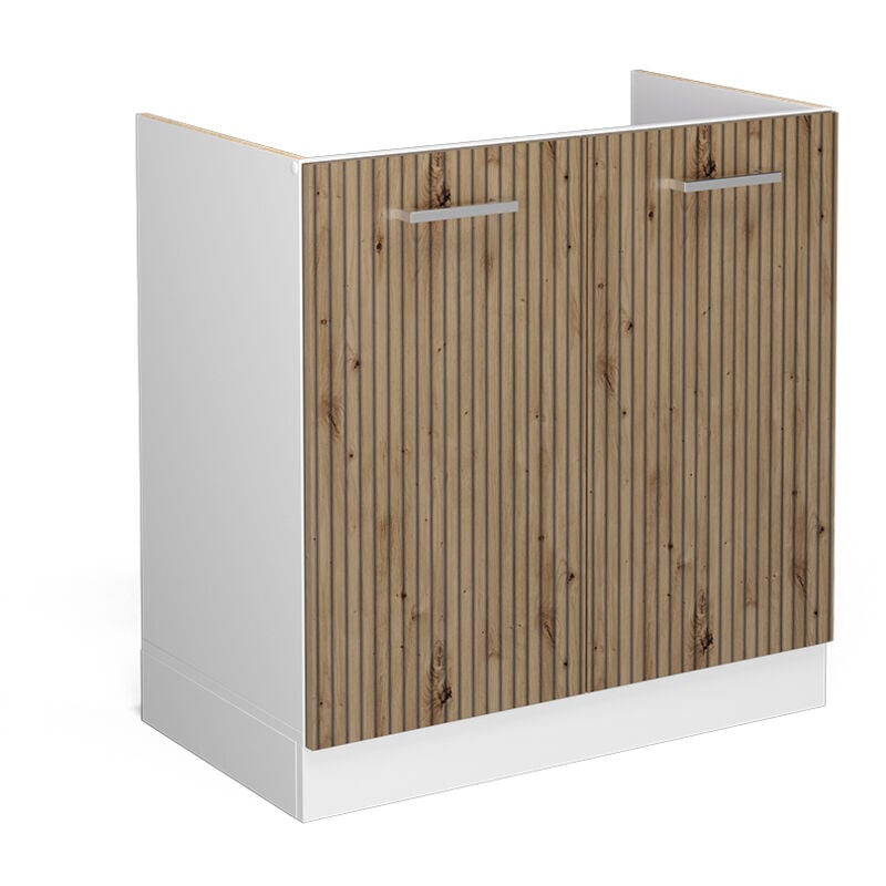 Meuble bas sous-évier R-Line, Chêne Artisan, 80 cm sans plan de travail Vicco