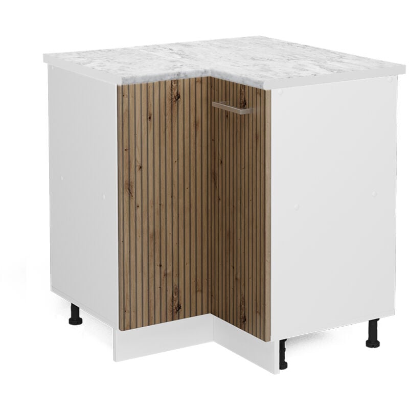 Vicco - Meuble d'angle R-Line, Chêne Artisan, 75.6 cm, pt Marbre