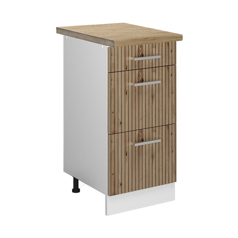 Vicco - Meuble cuisine R-Line, Chêne Artisan, 40 cm avec tiroirs, pt Chêne