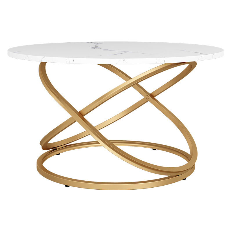 Vicco - Table basse Calgary, Blanc/Or, 79.5 x 62 cm avec grande surface de travail