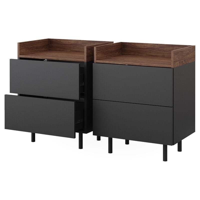 Vicco - Table de chevet Anika, Anthracite, 54 x 68 cm Lot de 2