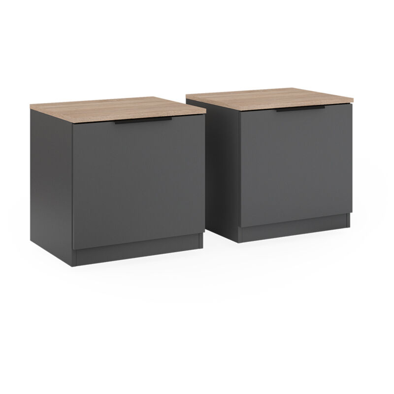 Vicco - Table de chevet Betti, Anthracite, 50 x 50 cm Lot de 2