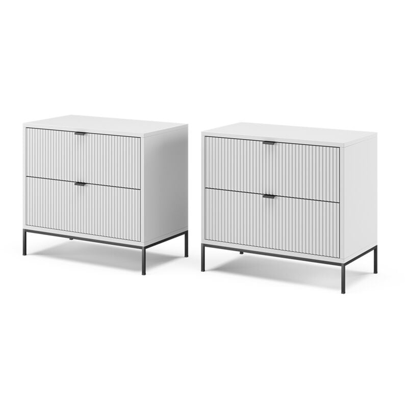 Table de chevet Eliza, Blanc, Lot de 2 Vicco