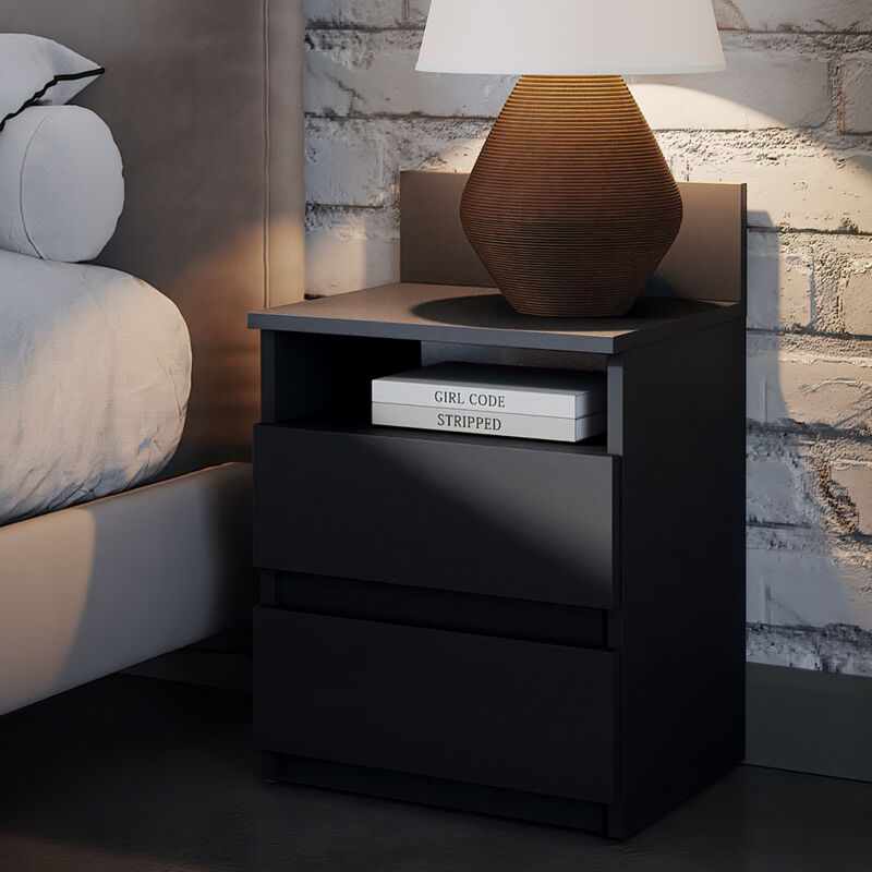 Vicco - Table de chevet Monty, Noir, 39.6 x 59.1 cm Lot de 2