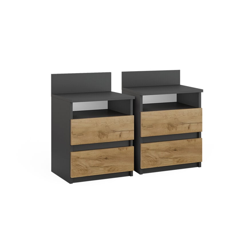 Vicco - Table de chevet Monty, Anthracite, 39.6 x 59.1 cm Lot de 2