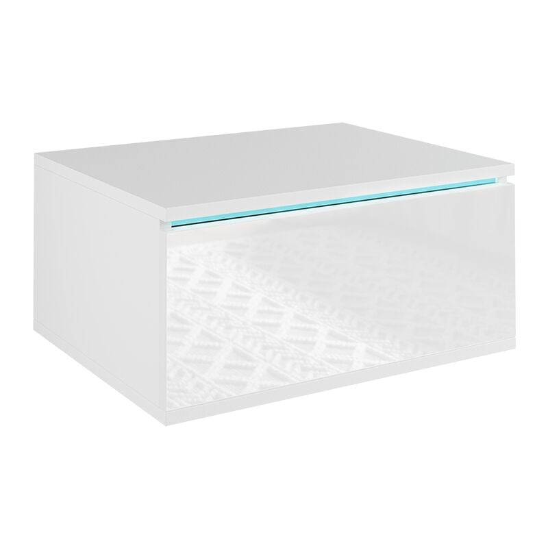 Vicco - Table de chevet Samira, Blanc, 49 x 23 cm Avec éclairage led