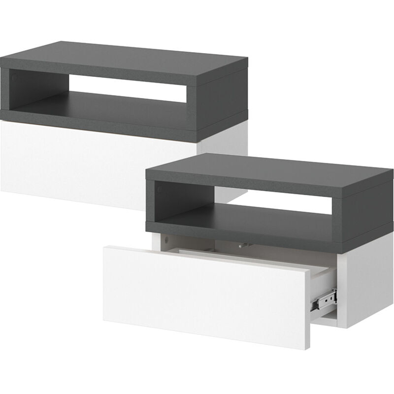 Vicco - Table de chevet Urbano, Anthracite, 45 x 28 cm Lot de 2