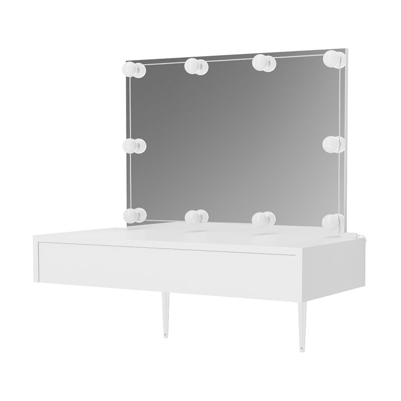 Table de maquillage Alessia commode de coiffeuse miroir LED blanc - Vicco