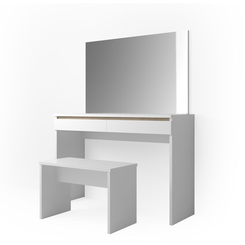 Coiffeuse Emma, Blanc, 120 cm avec banc Vicco