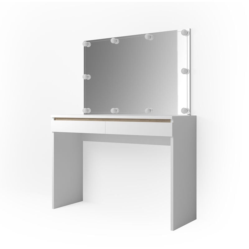 Vicco - Coiffeuse Emma, Blanc, 120 cm avec éclairage led